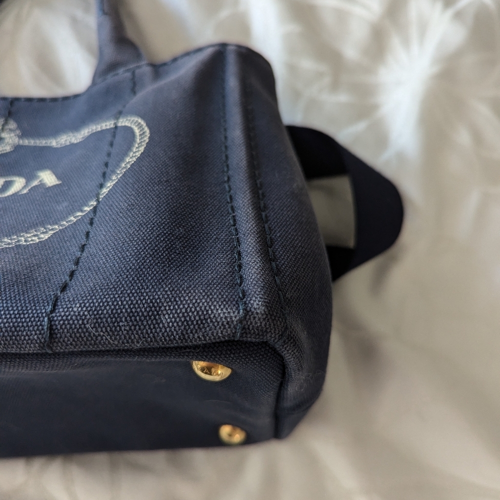 Prada navy blue canapa tote - Picture 6 of 10